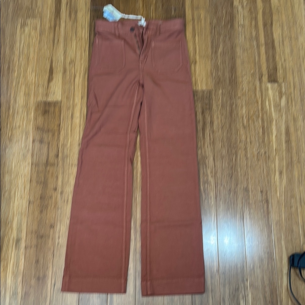 Faherty Wide Leg Pants in Rust